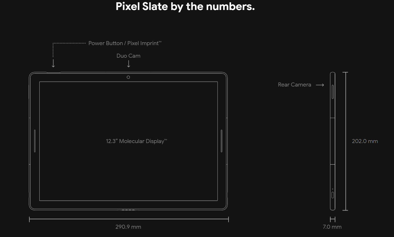 Pixel Slate前後雙鏡頭,擁有12.3吋、7mm厚的觸控螢幕,十分適合帶著走