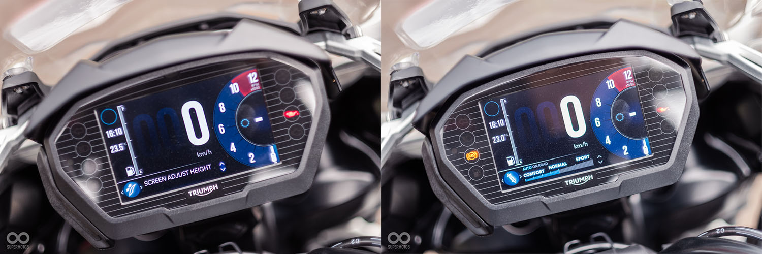 除了風鏡高低調整之外,騎士也能透過儀表調整懸吊的軟硬度